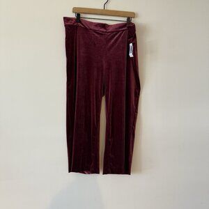 Old Navy  Womens Dark Rose Pink Pull On Velvet Stretch Comfort Pants 1X Plus